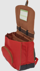 CARTABLE TANN'S ARTHUR BICOLORE BLEU ROUGE 38CM www.solene-maroquinerie.fr