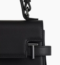 PETIT SAC  MAIN  RABAT LE TANNEUR EMILIE EN CUIR GRAIN NOIR TEMI1001N01 www.solene-maroquinerie.f