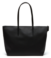 Sac cabas zipp LACOSTE L.12.12 Concept uni noir NF1888PO000 www.solene-maroquinerie.fr