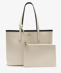 SAC CABAS REVERSIBLE AVEC POCHETTE LACOSTE ANNA NOIR FARINE NF2142AA M66 www.solene-maroquinerie.fr