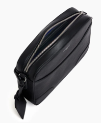 SAC BANDOULIRE MOYEN MODLE LE TANNEUR ROMY EN CUIR GRAIN ET LISSE NOIR TROM1112N01 www.solene-mar