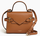 PETIT SAC  MAIN DOUBLE RABAT EMILIE EN CUIR GRAIN MARRON TAN TEMI1006G05 www.solene-maroquinerie.f