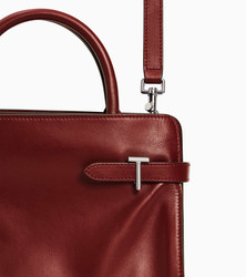 SAC A MAIN MOYEN MODELE LE TANNEUR EMILIE EN CUIR LISSE ET NUBUCK ROUGE REVOLUTION TEMI16M1R11 www.s
