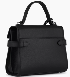 PETIT SAC  MAIN  RABAT LE TANNEUR EMILIE EN CUIR GRAIN NOIR TEMI1001N01 www.solene-maroquinerie.f