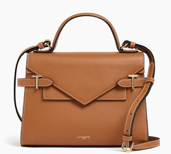 SAC  MAIN DOUBLE RABAT MOYEN MODLE LE TANNEUR EMILIE EN CUIR GRAIN MARRON TAN TEMI1014G05 www.sol