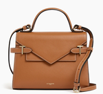 SAC  MAIN DOUBLE RABAT MOYEN MODLE LE TANNEUR EMILIE EN CUIR GRAIN MARRON TAN TEMI1014G05 www.sol
