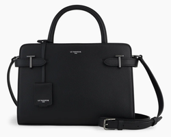 SAC A MAIN MOYEN MODELE LE TANNEUR EMILIE EN CUIR GRAIN NOIR TEMI1614N01 www.solene-maroquinerie.fr