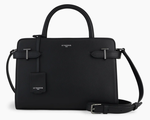 SAC A MAIN MOYEN MODELE LE TANNEUR EMILIE EN CUIR GRAIN NOIR TEMI1614N01 www.solene-maroquinerie.fr