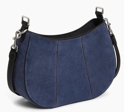 PETIT SAC DEMI LUNE LE TANNEUR JULIETTE EN CUIR SUEDE EFFET DENIM TJET1051Q82 www.solene-maroquineri