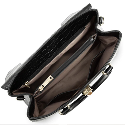SAC A MAIN LANCASTER EXOTIC LZARD ET CROCO NOIR 524-85 NOIR www.solene-maroquinerie.fr