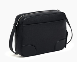 SAC BANDOULIRE MOYEN MODLE LE TANNEUR ROMY EN CUIR GRAIN ET LISSE NOIR TROM1112N01 www.solene-mar