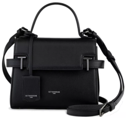 PETIT SAC  MAIN  RABAT LE TANNEUR EMILIE EN CUIR GRAIN NOIR TEMI1001N01 www.solene-maroquinerie.f
