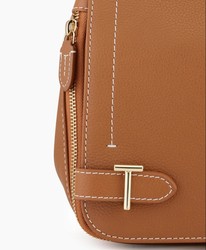 PETIT SAC BANDOULIERE LE TANNEUR SIMONE EN CUIR GRAIN MARRON TAN TMON1200G05 www.solene-maroquineri