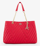SAC CABAS A DOUBLE ANSES EN CHAINE ET TISSU ARMANI EXCHANGE ROUGE 9428632F745116575 www.solene-maroq