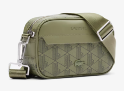 PETIT SAC REPORTER THE BLEND LACOSTE MONO KAKI NOIR NH4657BG N64 www.solene-maroquinerie.fr
