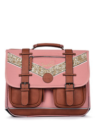 CARTABLE CAMLON VINTAGE FANTASY PINK SHINNY 38CM www.solene-maroquinerie.fr