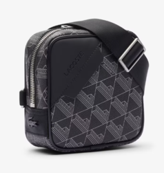 SAC A BANDOULIERE THE BLEND LACOSTE MONOGRAM NOIR GRIS NH4842LX H45 www.solene-maroquinerie.fr