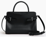 SAC A MAIN MOYEN MODELE LE TANNEUR EMILIE EN CUIR LISSE ET NUBUCK NOIR TEMI16M1N01 www.solene-maroqu
