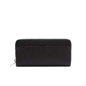 GRAND PORTEFEUILLE EN CUIR PIQUÉ LACOSTE CHATACO NOIR NF3885KL 000 www.solene-maroquinerie.fr