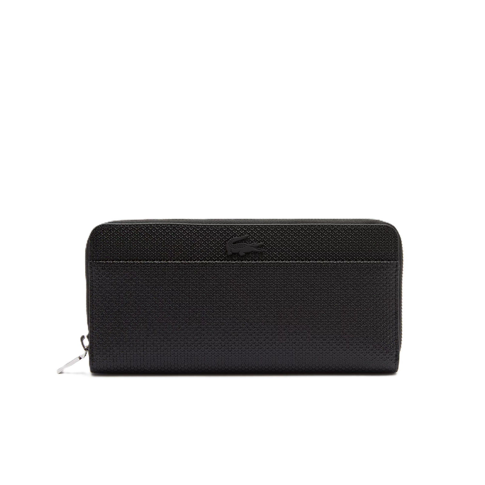 GRAND PORTEFEUILLE EN CUIR PIQUÉ LACOSTE CHATACO NOIR NF3885KL 000 www.solene-maroquinerie.fr