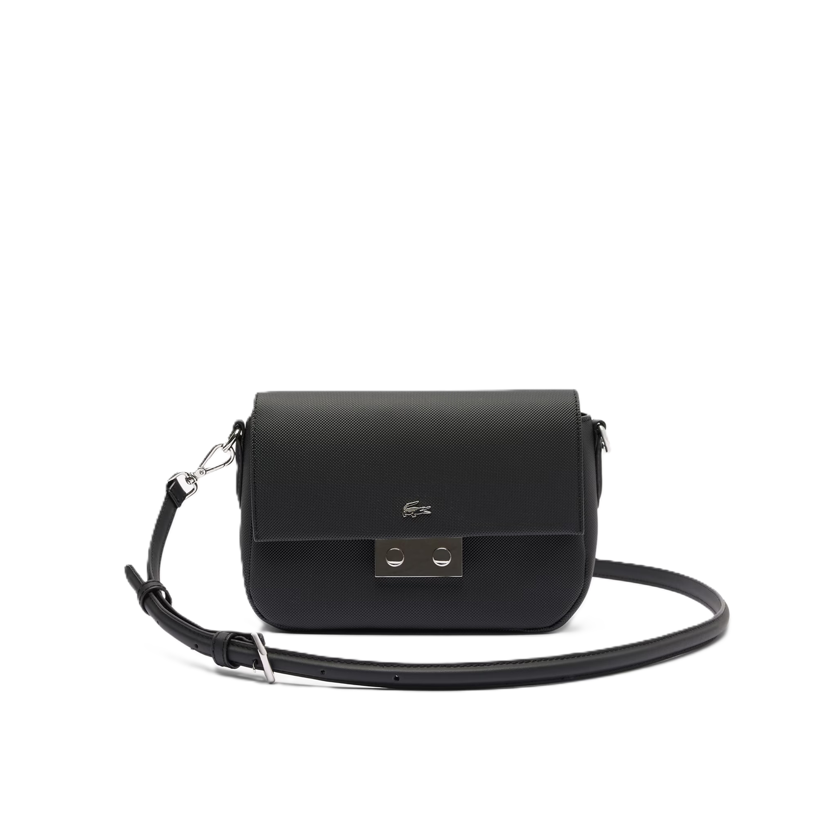 SAC A BANDOULIERE ET A RABAT LACOSTE DAILY CITY NOIR NF4757DZ 000 www.solene-maroquinerie.fr