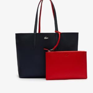 SAC CABAS LACOSTE ANNA REVERSIBLE MARINE ROUGE NF2142AA B50 www.solene-maroquinerie.fr