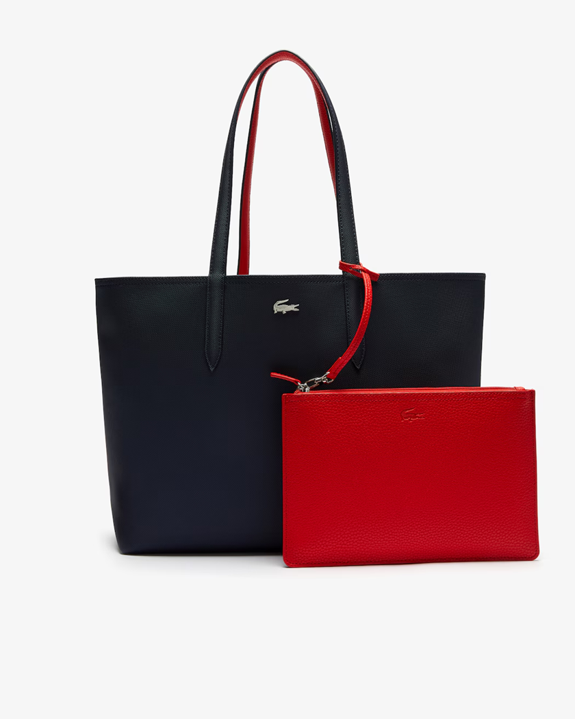 SAC CABAS LACOSTE ANNA REVERSIBLE MARINE ROUGE NF2142AA B50 www.solene-maroquinerie.fr