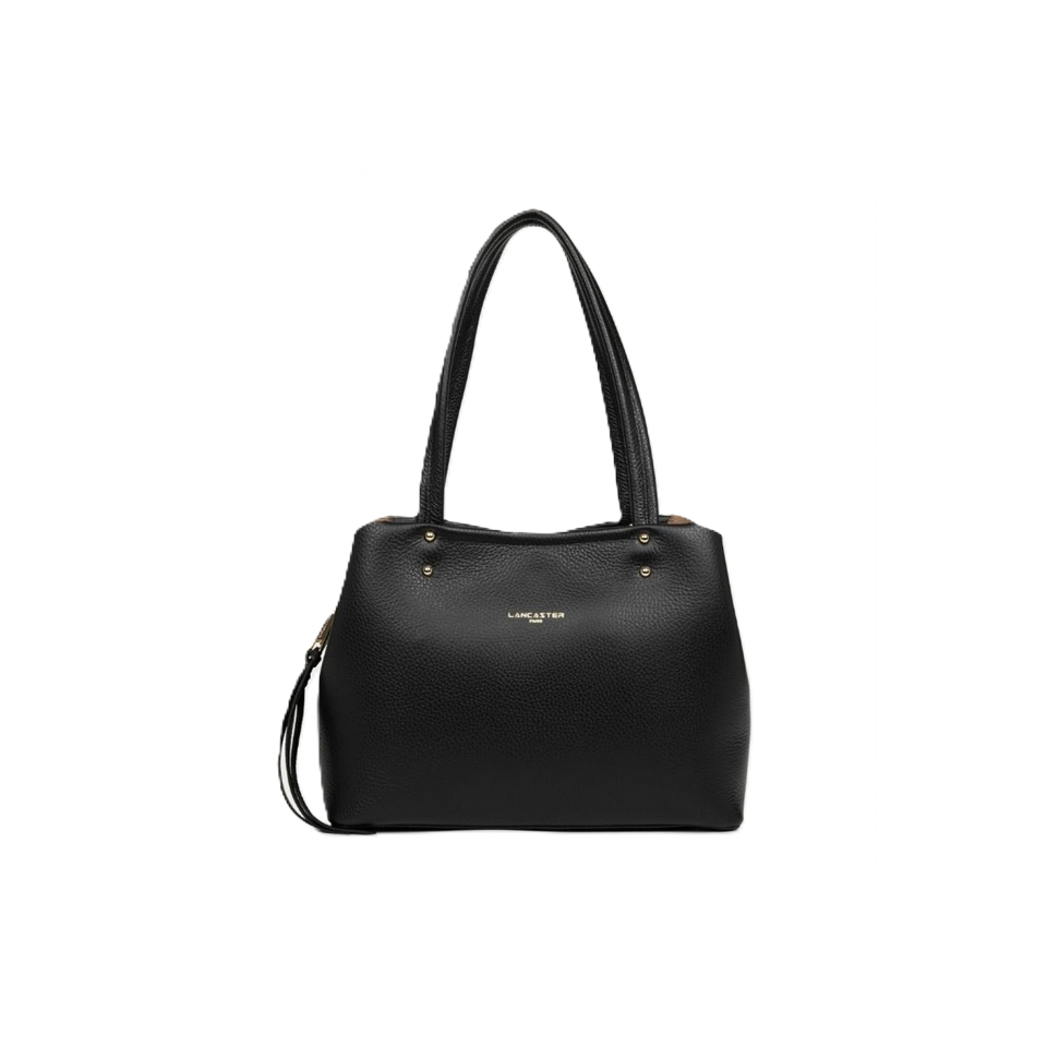 SAC CABAS MAIN LANCASTER FOULONNE DOUBLE NOIR 470-47 NOIR_IN_NU www.solene-maroquinerie.fr