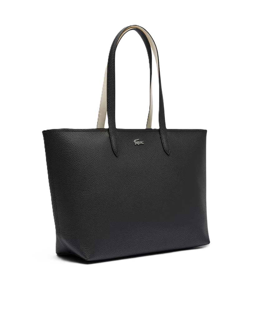 SAC CABAS ZIPPE LACOSTE ANNA NOIR FARINE NF4823AA M66 www.solene-maroquinerie.fr 2