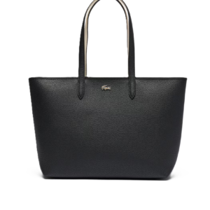 SAC CABAS ZIPPE LACOSTE ANNA NOIR FARINE NF4823AA M66 www.solene-maroquinerie.fr