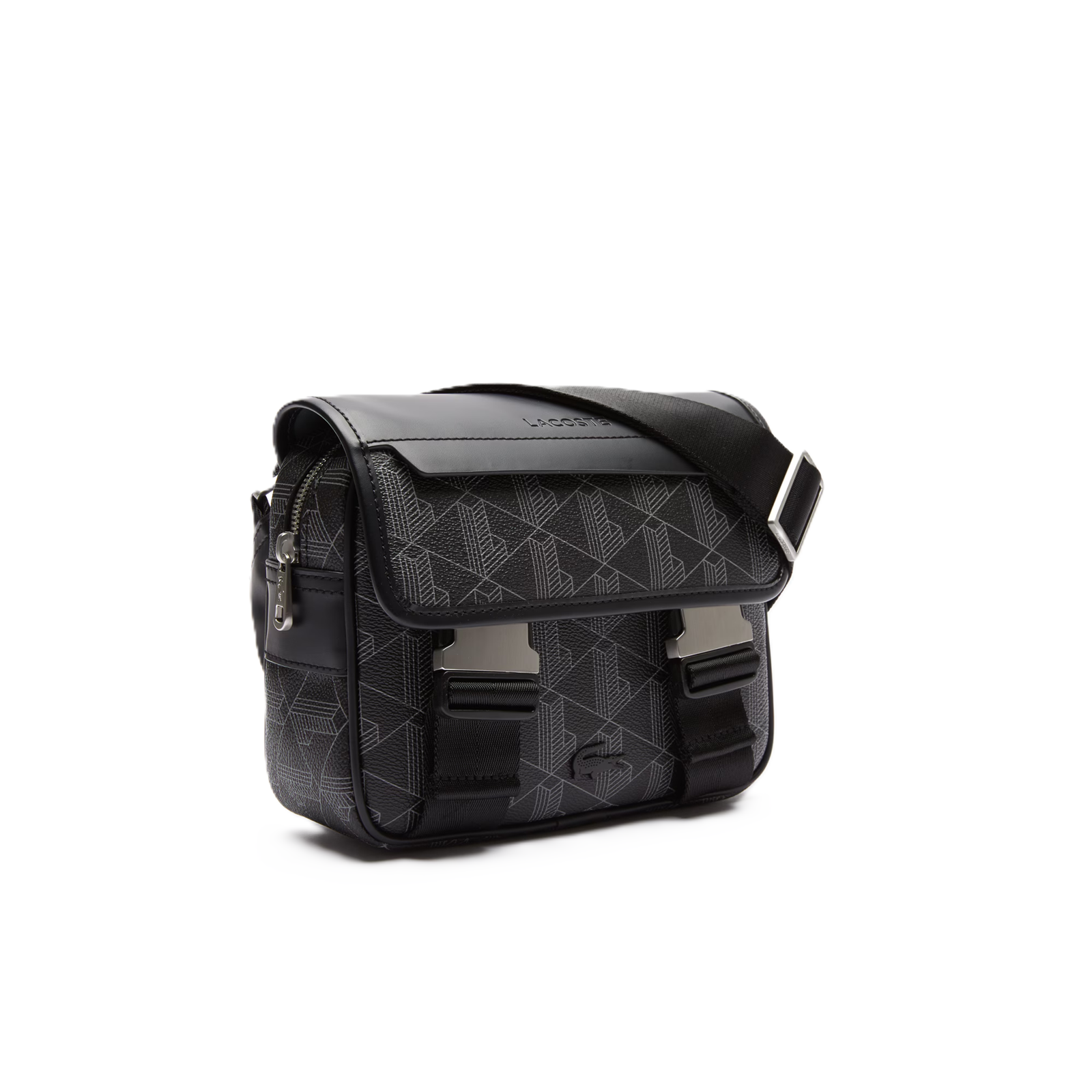 SACOCHE A RABAT CLIPSÉ THE BLEND LACOSTE MONOGRAM NOIR GRIS NH3787LX H45 www.solene-maroquinerie.fr 2