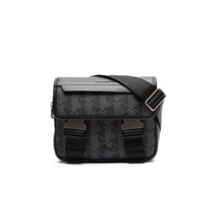 SACOCHE A RABAT CLIPSÉ THE BLEND LACOSTE MONOGRAM NOIR GRIS NH3787LX H45 www.solene-maroquinerie.fr
