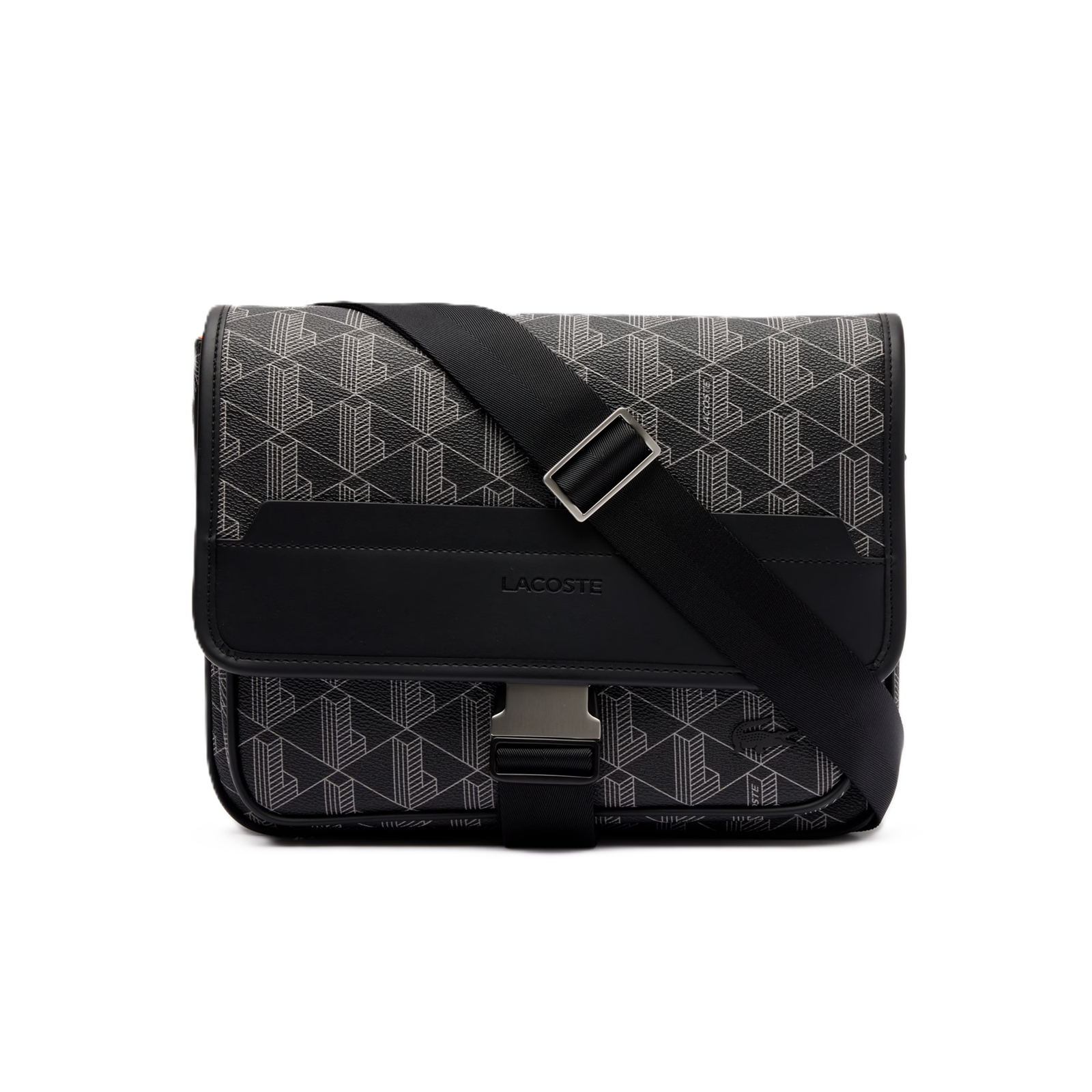 GRAND SAC A RABAT THE BLEND LACOSTE MONOGRAM NOIR GRIS NH4411LX H45 www.solene-maroquinerie.fr