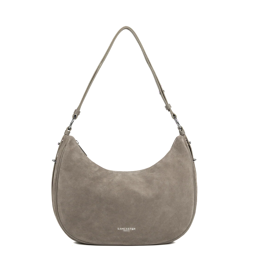 GRAND SAC BESACE LANCASTER SUEDE GALET FONCÉ 480-082 GALETFON www.solene-maroquinerie.fr