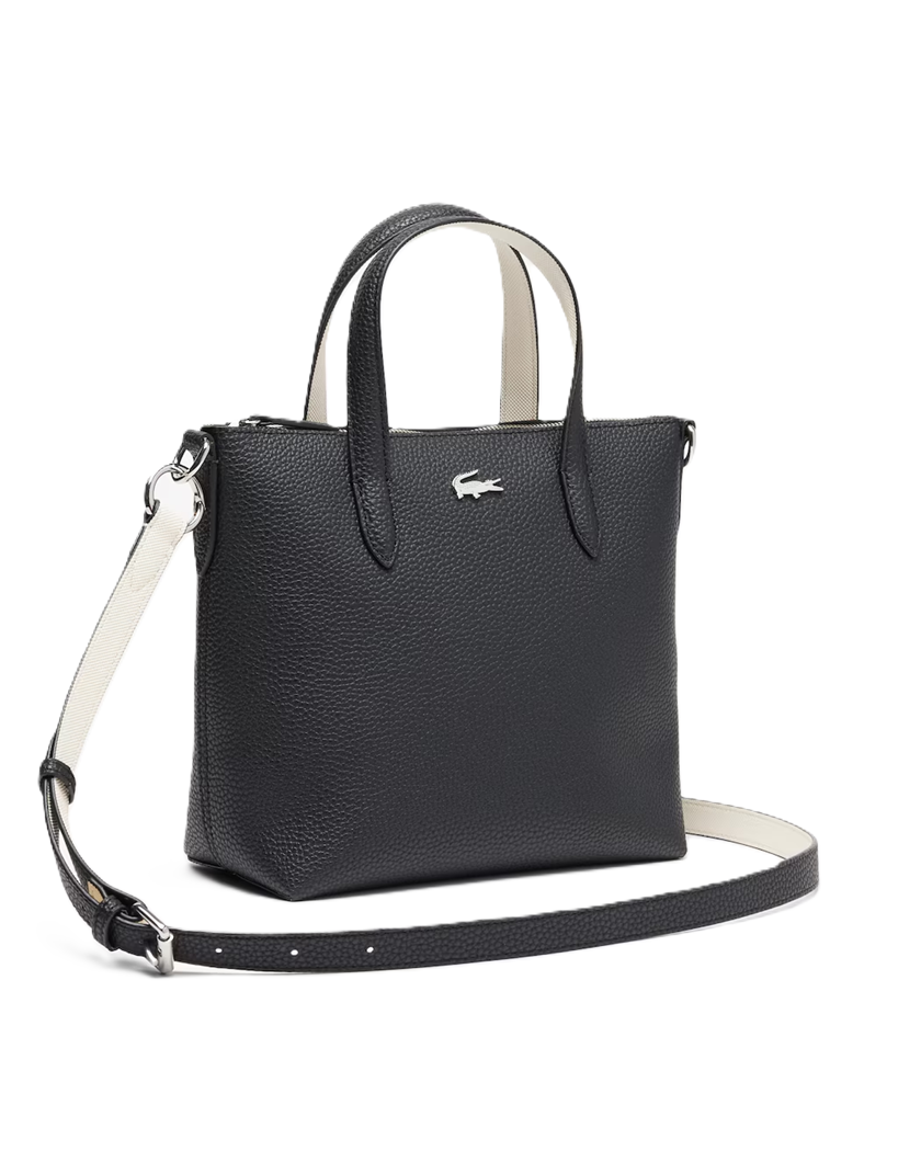 MINI SAC CABAS LACOSTE ANNA NOIR FARINE NF5126AA M66 www.solene-maroquinerie.fr 2