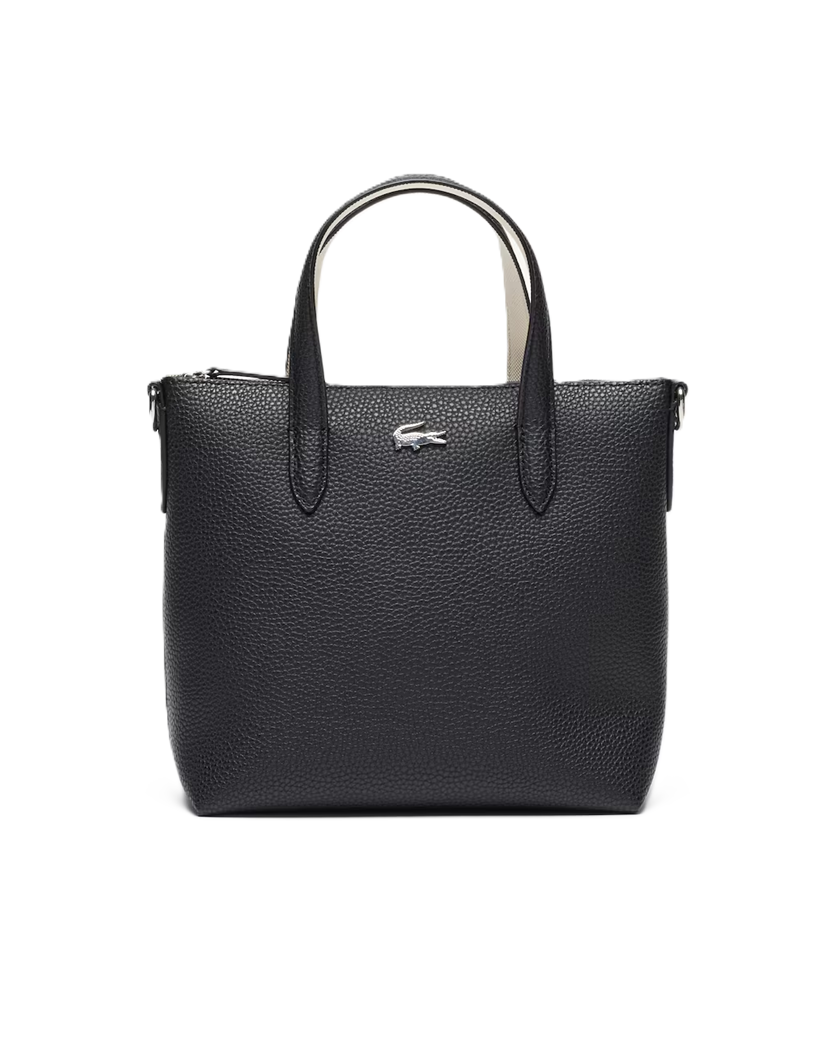 MINI SAC CABAS LACOSTE ANNA NOIR FARINE NF5126AA M66 www.solene-maroquinerie.fr