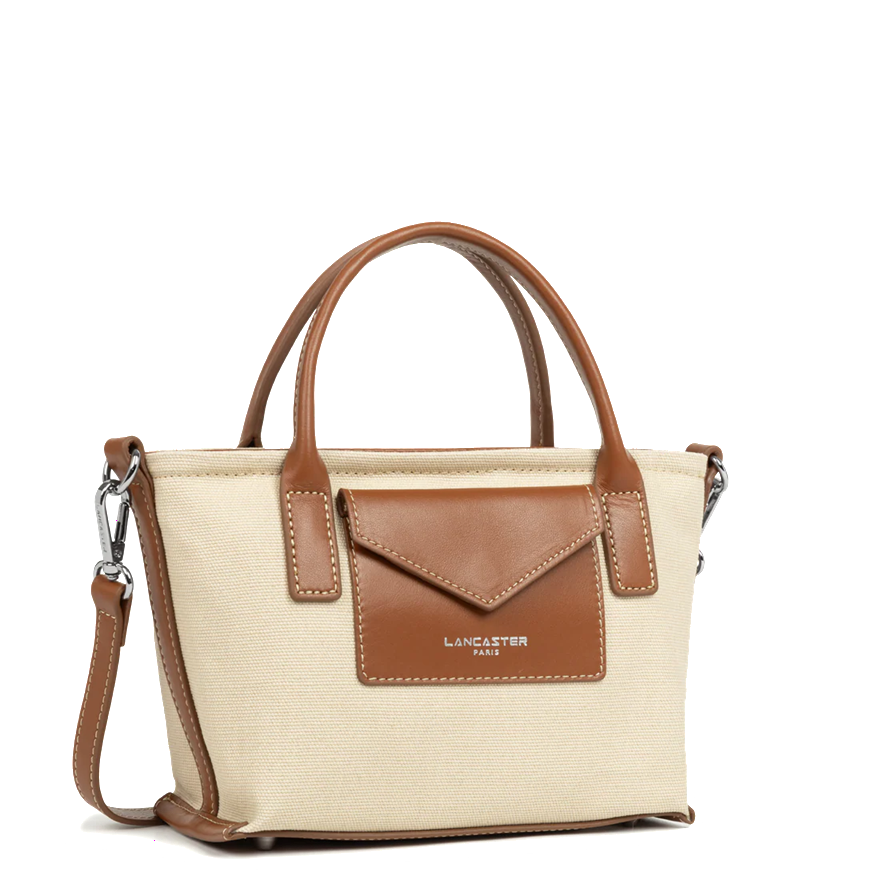 MINI SAC CABAS MAIN LANCASTER CANVAS KBA BEIGE COGNAC – Image 2