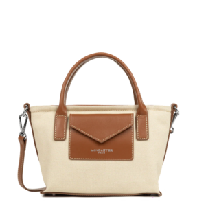 MINI SAC CABAS MAIN LANCASTER CANVAS KBA BEIGE COGNAC 518-049 BEIGECOGNA www.solene-maroquinerie.fr