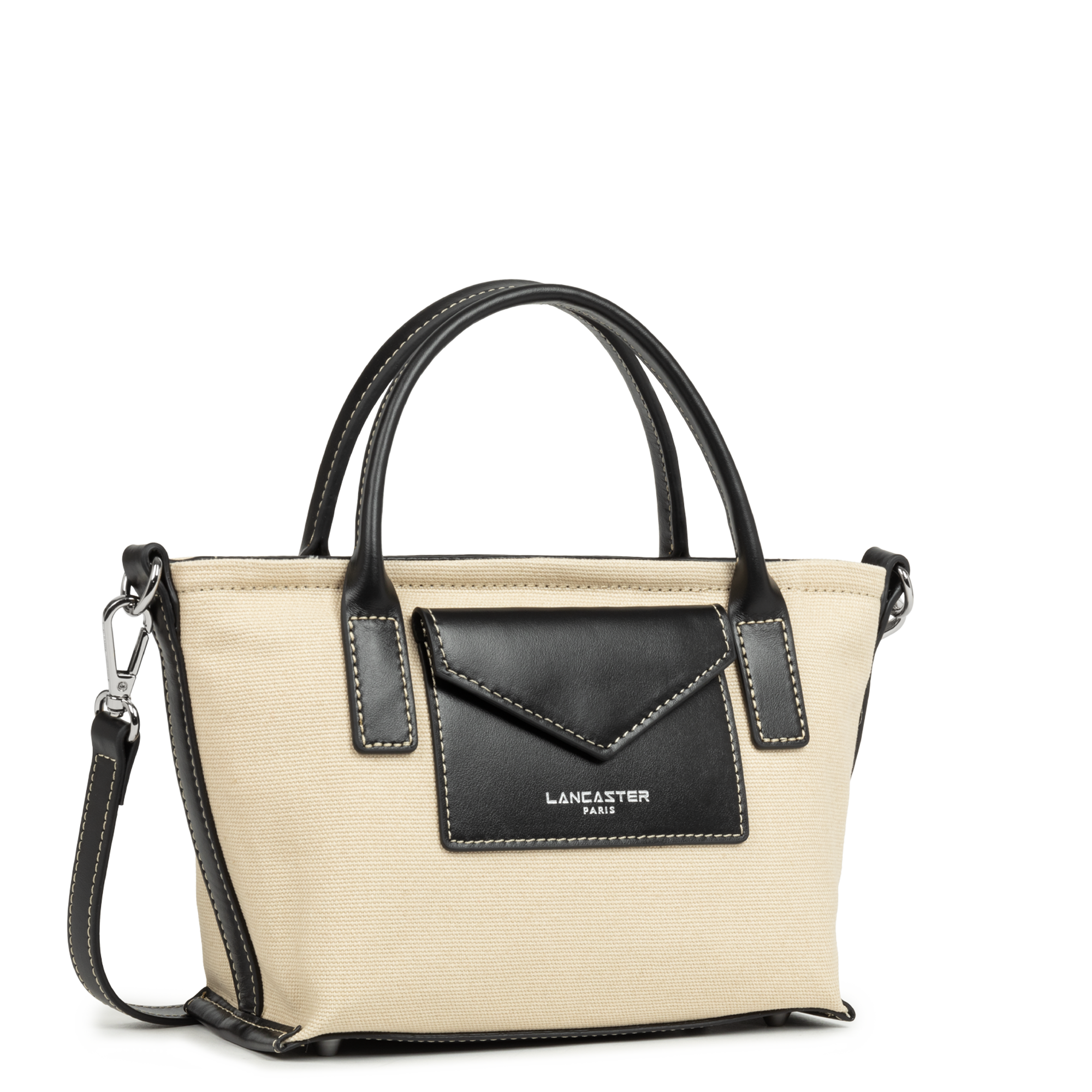 MINI SAC CABAS MAIN LANCASTER CANVAS KBA BEIGE NOIR 518-049 BEIGENOIR www.solene-maroquinerie.fr 2
