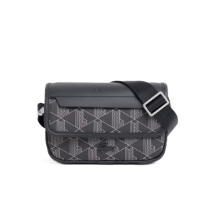 MINI SAC LACOSTE THE BLEND MONOGRAM NOIR GRIS NH5284LX H45 www.solene-maroquinerie.fr