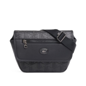 MINI SAC MESSENGER LACOSTE MONOGRAMME NOIR NH5265MR 000 www.solene-maroquinerie.fr