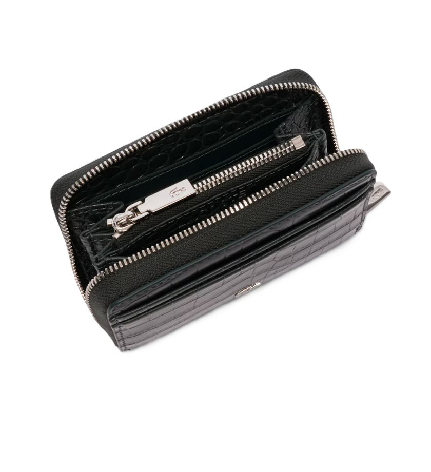 PETIT PORTE-MONNAIE ZIPPÉ LACOSTE CHANTACO EMBOSSÉ SINOPLE NF4977KL B43 www.solene-maroquinerie.fr 2
