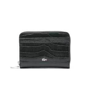 PETIT PORTE-MONNAIE ZIPPÉ LACOSTE CHANTACO EMBOSSÉ SINOPLE NF4977KL B43 www.solene-maroquinerie.fr