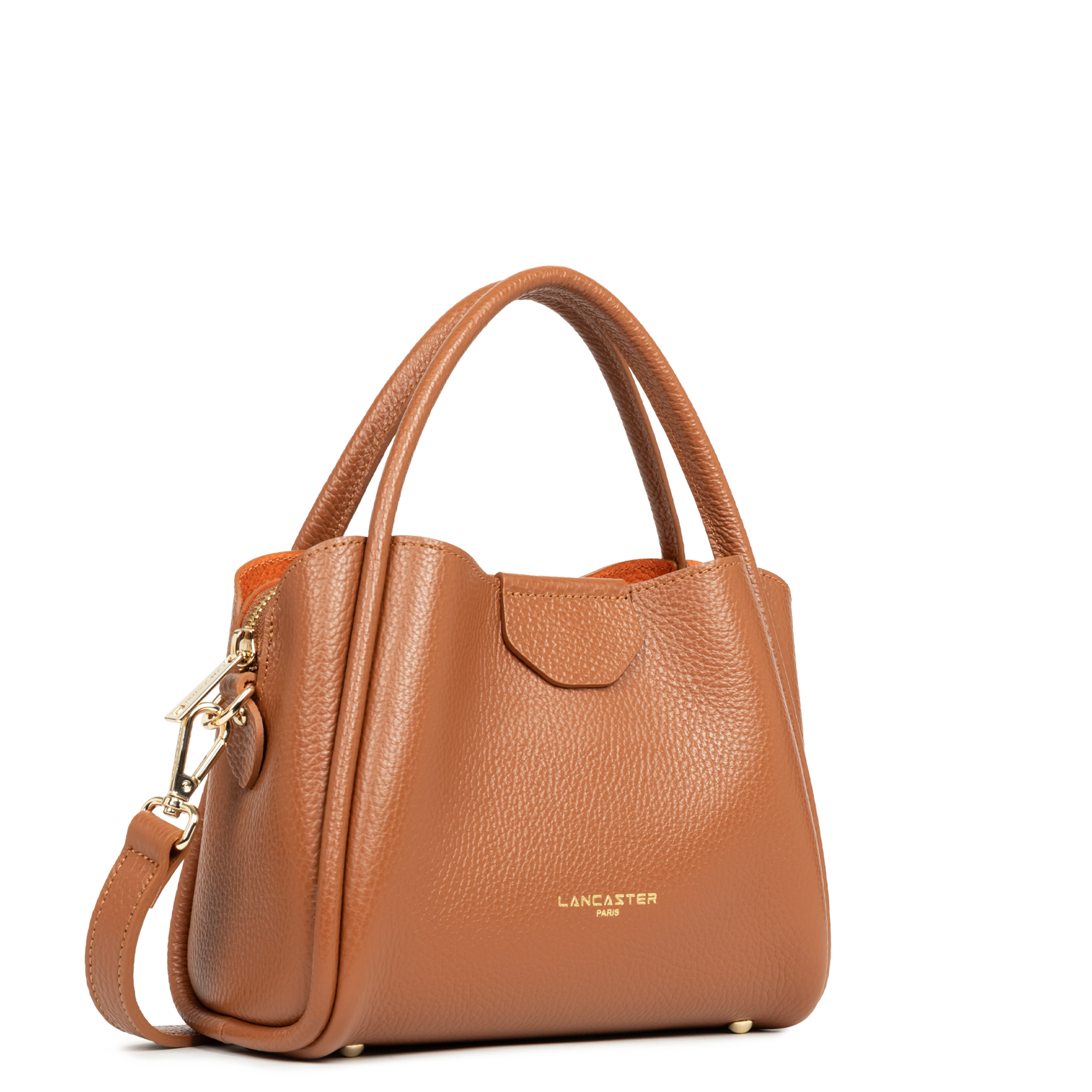 PETIT SAC A MAIN LANCASTER IDA DOUBLE CAMEL 470-83-CAMEL_IN_OR www.solene-maroquinerie.fr 2
