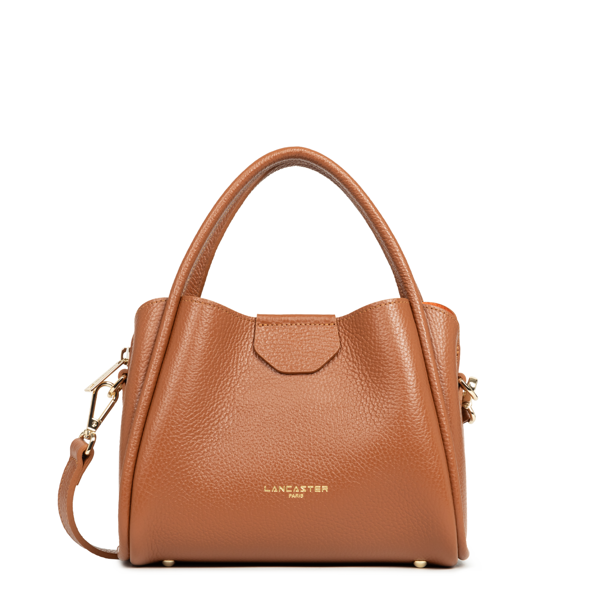 PETIT SAC A MAIN LANCASTER IDA DOUBLE CAMEL 470-83-CAMEL_IN_OR www.solene-maroquinerie.fr
