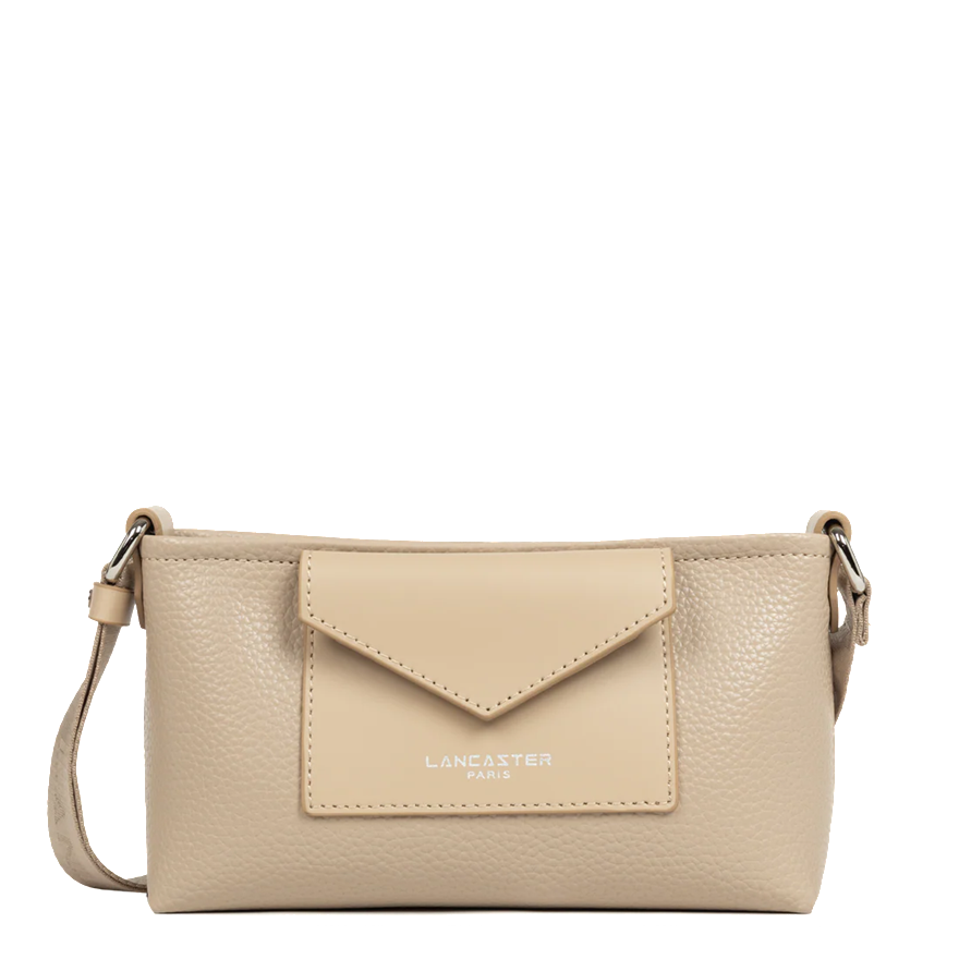 POCHETTE LANCASTER MAYA DOUBLE KBA BEIGE FONCE 517-104 BEIGEFONCE www.solene-maroquinerie.fr