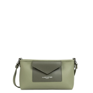 POCHETTE LANCASTER MAYA DOUBLE KBA BLEU OLIVE 517-104 OLIVE www.solene-maroquinerie.fr