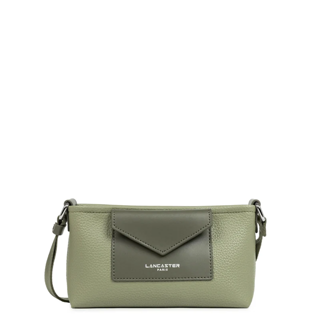 POCHETTE LANCASTER MAYA DOUBLE KBA BLEU OLIVE 517-104 OLIVE www.solene-maroquinerie.fr