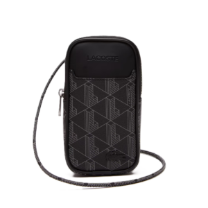 POCHETTE SMARTPHONE LACOSTE THE BLEND MONOGRAM NOIR GRIS NH4135LX H45 www.solene-maroquinerie.fr