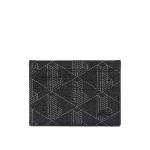 PORTE-CARTES LACOSTE THE BLEND MONOGRAM NOIR GRIS NH3719LX H45 www.solene-maroquinerie.fr